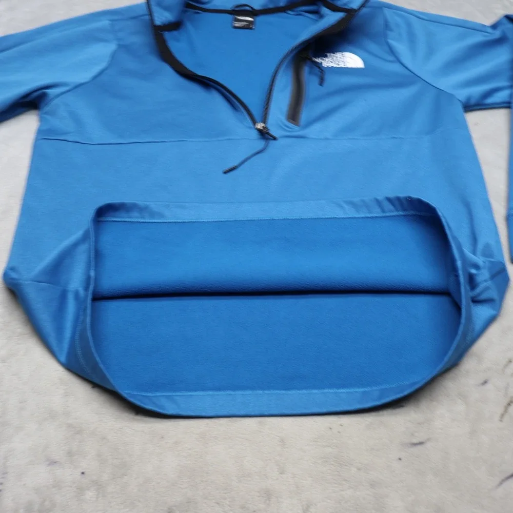 North Face Sweatshirt Mens Large Blue Pioneer Peak 1/4 Zip Pullover Fleece Light